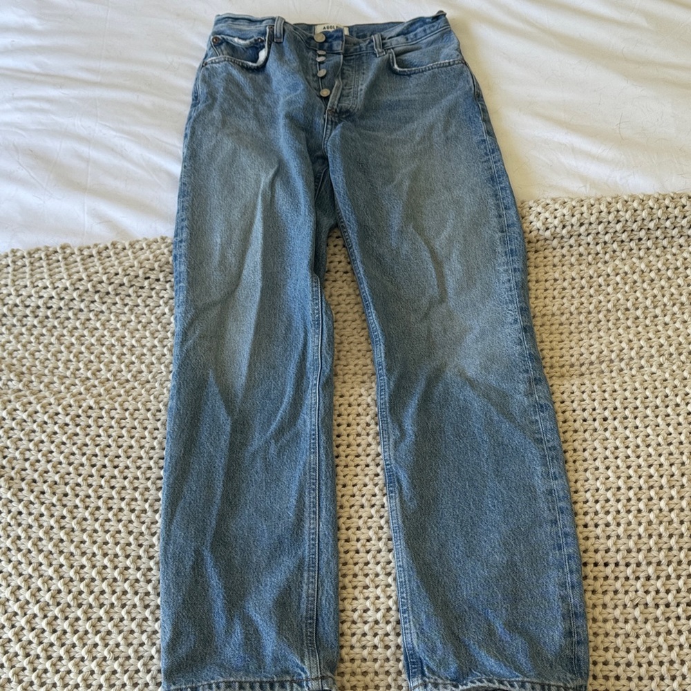 Agolde Women's Straight Leg Jeans in Medium Blue Wash